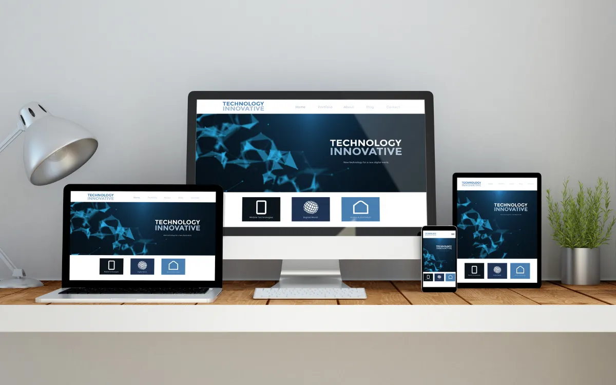 Website shown on desktop, laptop, tablet and phone